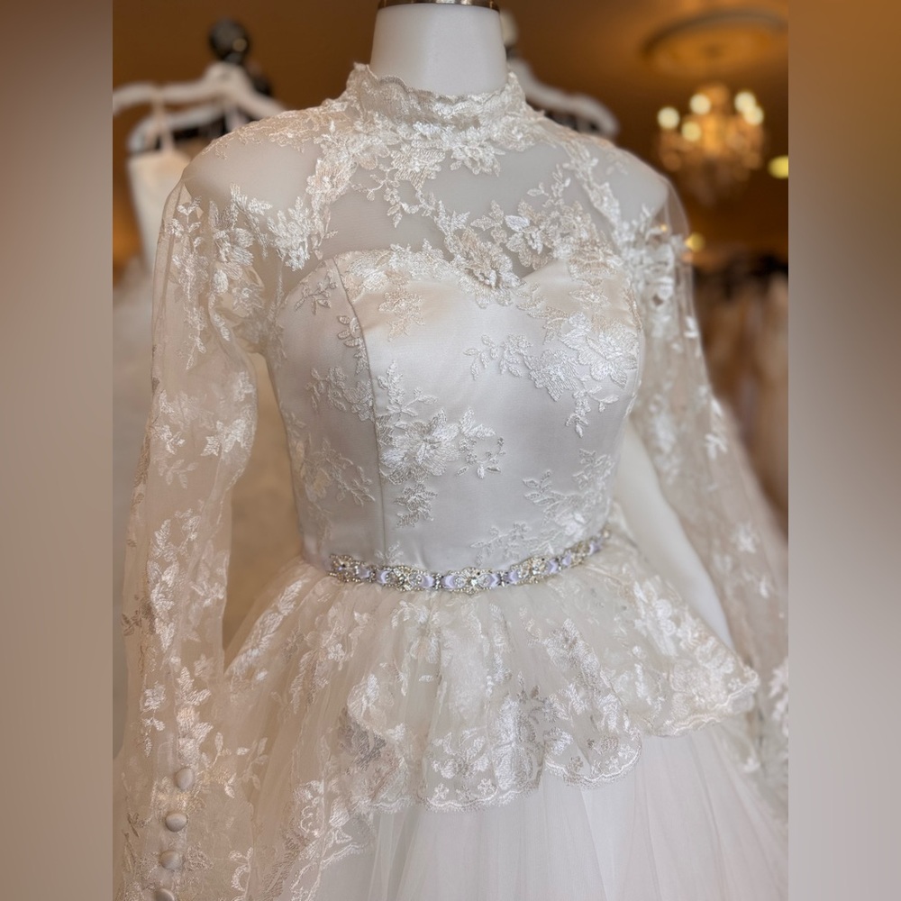 Elegant Modern Lace Wedding Dress - Picture 3 of 8
